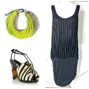 LUSH BLACK CUT UP STRETCHY DRESS SIZE LARGE